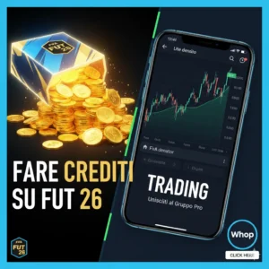 Monete d'oro e grafico di trading su mobile.