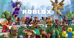 Vari personaggi di Roblox in un ambiente urbano vivace.